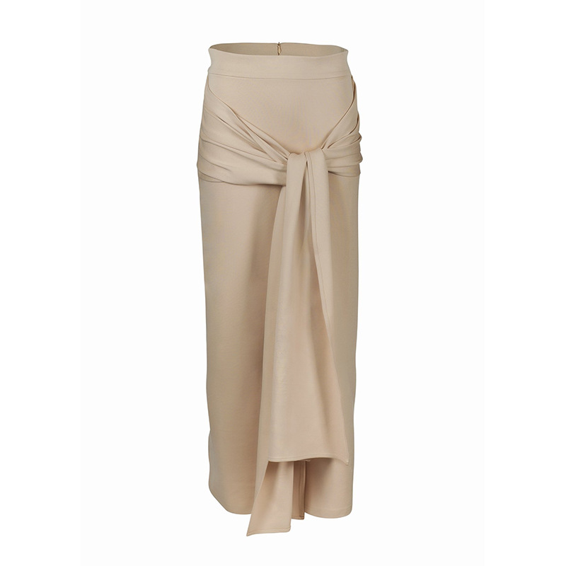 2021 Ins Popularity Modern Modest Casual Wear Tie Pure Color Ladies Skirt (17)