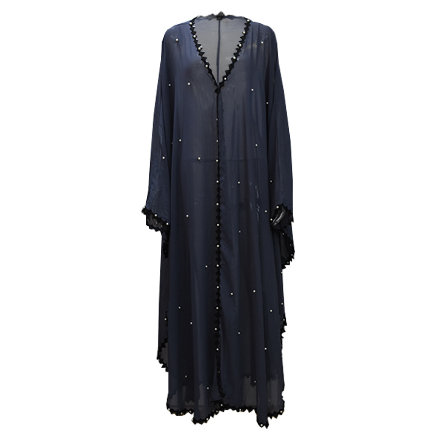 Chiffon Beading Elegant Open Abaya Modest Muslim Islamic Kimono Cardigant
