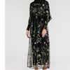 Ins Popular Mesh Floral Embroidery Modest Muslim Islamic Fashion Abaya Maxi Dress