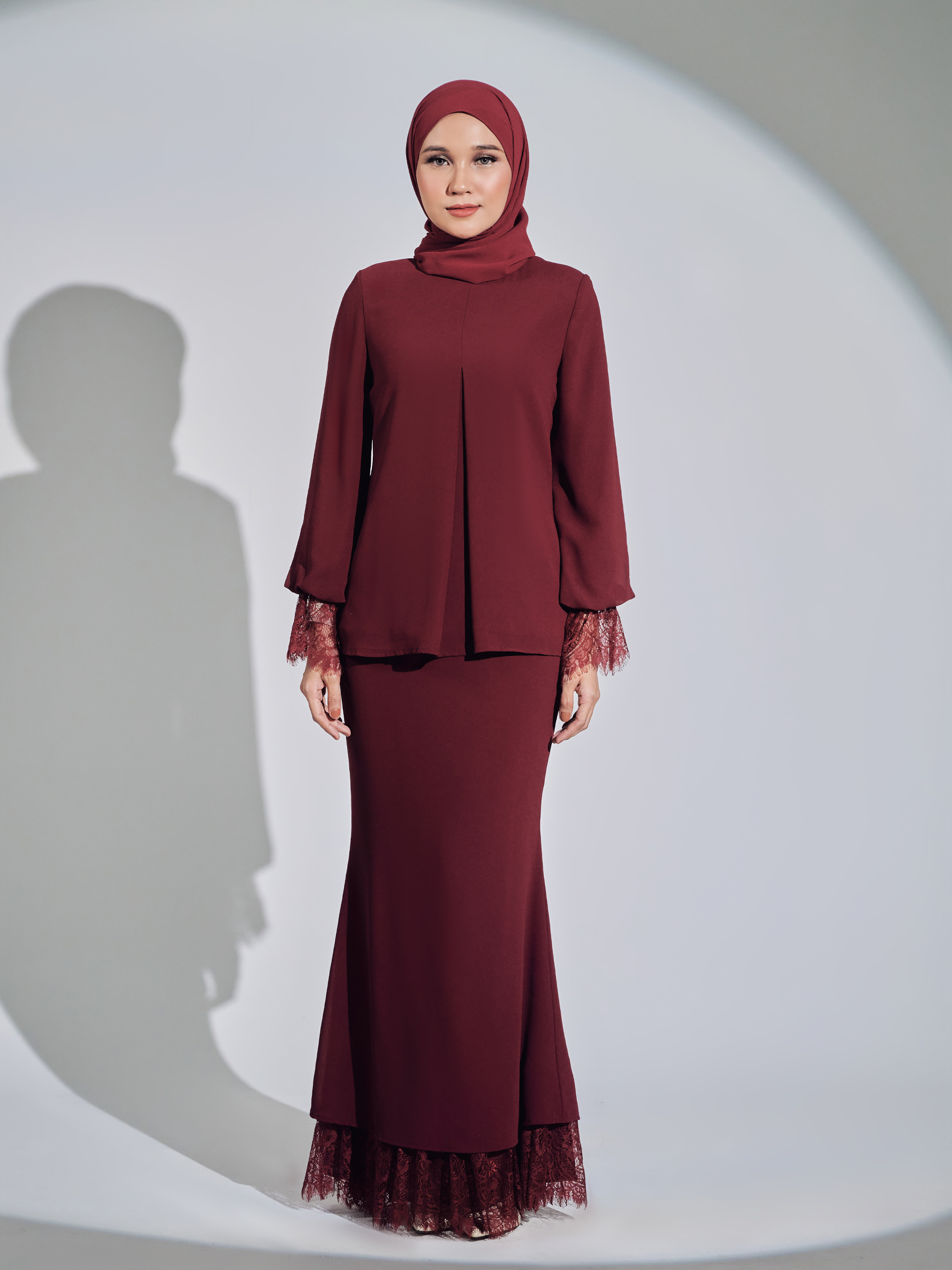 SIPO New Fasyen Design Malaysia Baju Kurung with Border Lace Islamic Clothing Muslim Dress for Women