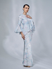 SIPO Latest Design Malaysia Baju Kurung Ruffle Sleeves Musilim Dress French Lace on The Bodice Baju Kurung Modern