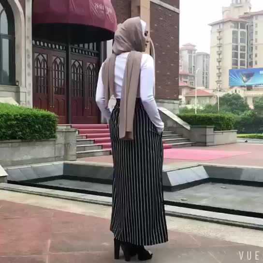 Modern Modest Fashion Stripe New Muslim Lady Latest Design Sheath Dress Skirt
