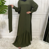 Cross-border Exclusively for The New Fashion Women's Solid Color Stitching Big Put on Muslim Dress