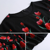 Amazon Muslim Malay Fashion Big Rose Print Robe Dubai Dress