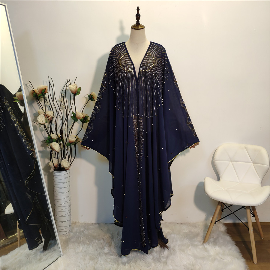 2022 Ramadan luxury arabian bat sleeve robe hot drilling dress muslim Abaya