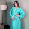  Mint abaya Modest Cotton Maxi Women Print Borka Vêtements Islamic Clothing Muslim Dress Embroidery Dubai Kimono Abaya
