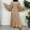 2022 Cross-border Exclusively for 2021 New Fashion Women's Solid Color Stitching Muslim Dress