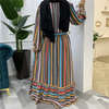 2022 New Muslim Women's Color Striped Printed Dress with Big Swing, Fashionable European And American Long Skirt