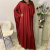2022 Hot Sale in The Middle East Big Solid Color Muslim Abaya Fashion Bat Sleeve Robe Plus Size Dress 