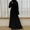2022 European And American Fashion Multi-layer Flared Sleeve Fashion Beaded Lace-up Slim Long-sleeved Dress