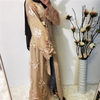 2022 Cross-border Middle Eastern Fashion Women's Abaya Mesh Embroidery Lace Cardigan Robe