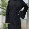 2022 European And American Fashion Muslim Women's Crepe Loose Flared Sleeve Round Neck Dress Long Skirt