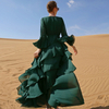 Dark Green Chiffon Dubai Modest Fashion Best Selling Islamic Muslim Robe Maxi Dresses Loose Abaya