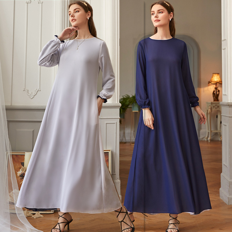 Chiffon Dubai Modest Fashion Best Selling Islamic Silk Muslim Robe Maxi Dresses Loose Abaya