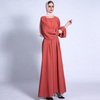 Ramadan new waist dress Arab robe solid color with sleeves loose spot factory price abaya