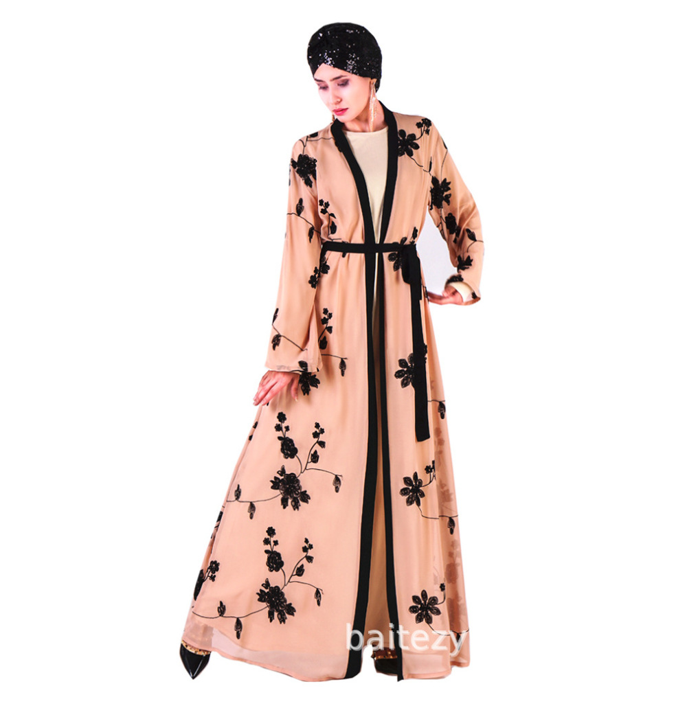 Chiffon Open Cardigan Robe Modest Muslimah Lady Skirt Dubai Maxi Dresses Islamic Women's Abaya