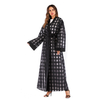 European And American Muslim Women Plaid Loose Long-sleeved Lace Robe 
