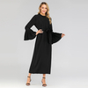 Middle Eastern Fashion Muslim Women's Plus Size Round Neck Slim Pleated Sleeve Dress