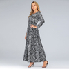 European And American Plus Size Women's Wear Round Neck Long Sleeve Slim Fit Dress