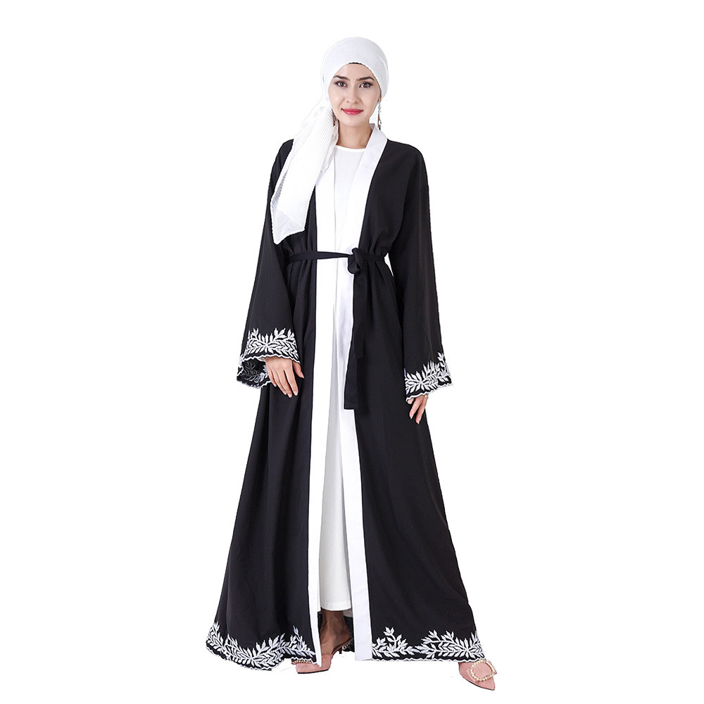Islamic Muslim Maxi Dresses Modest Fashion Dubai Embroidery Best Selling Islamic Loose Open Abaya