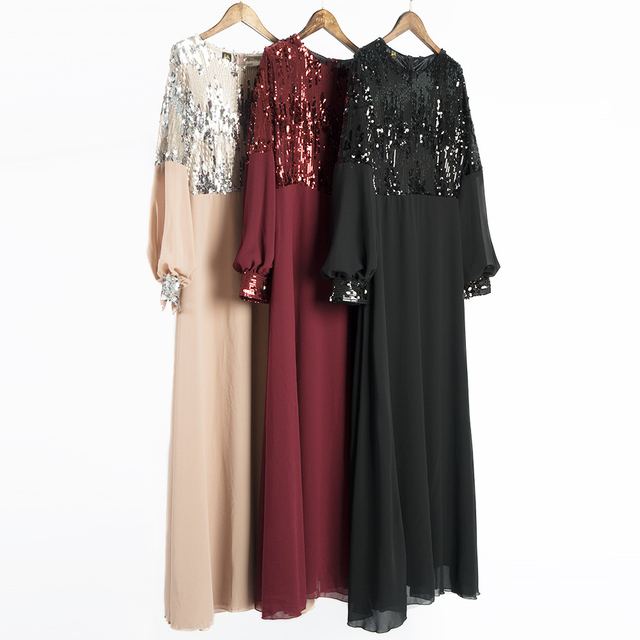 Muslim Best Selling Islamic Loose Maxi Dresses Modest Fashion Dubai Sequins Abaya