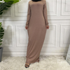 2022 Arab Solid Color Long-sleeved Dress Women's Foreign Trade Bottoming Shirt