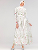 Ins Hot Sale Net Celebrity European And American Women's Fashion Mesh Flower Embroidery Dress Muslim Dress