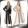 Middle Eastern Fashion Embroidered Muslim Dress Round Neck Long Sleeve Stitching and Big Swing Abaya