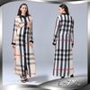 AliExpress New Fashion Long-sleeved Plus Size Women's Slim Checkered Full Button Cardigan Long Dress