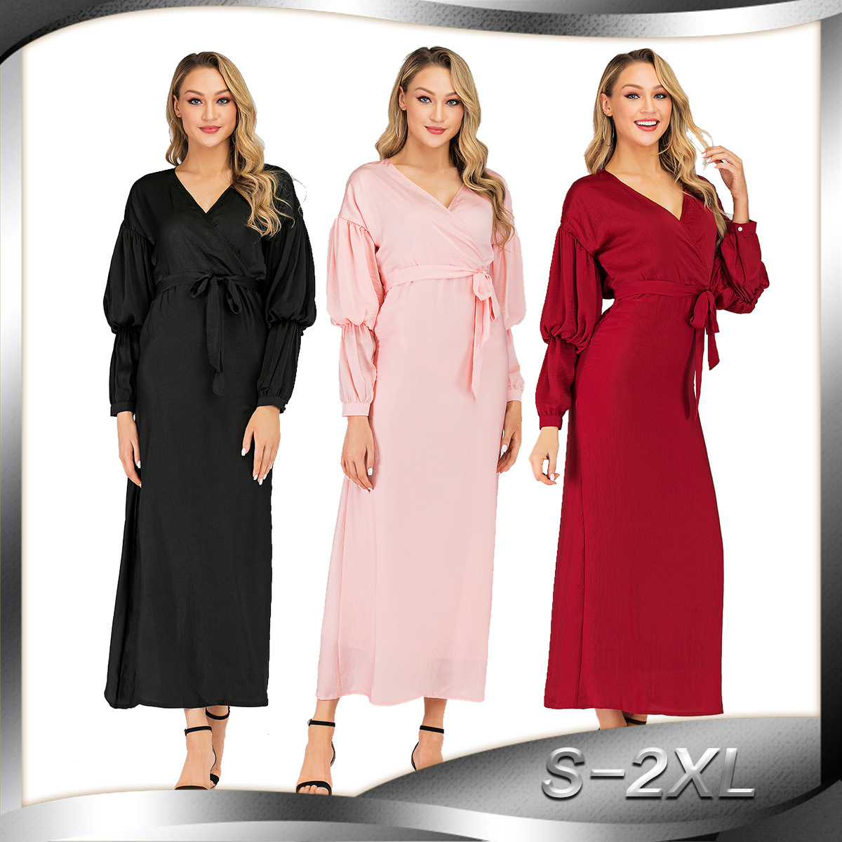 Islamic Long-sleeved Embroidery Front Turkey Ruffled Fashionable Muslim Dress Dubai Hot Sale Dress
