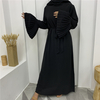 Middle Eastern Fashion Muslim Women's Large Size Round Neck Slim Pleated Sleeve Dress