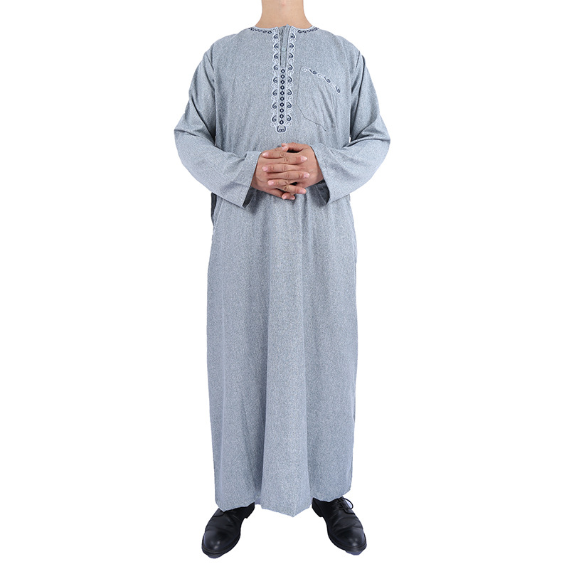 Arabic Men's Wholesale Casual Robe Stand Collar Muslim Islamic Thobe