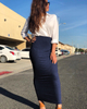 Knited Color Fashion New Muslim Lady Latest Design Sheath Dress Skirt