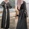 Foreign Trade Hot Style Lace Cuff Stitching Long-sleeved Loose Large Size Lace Cardigan Robe Muslim