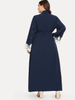 European And American Plus Size Muslim Beaded Lace Stitching Cardigan Lace Robe Women