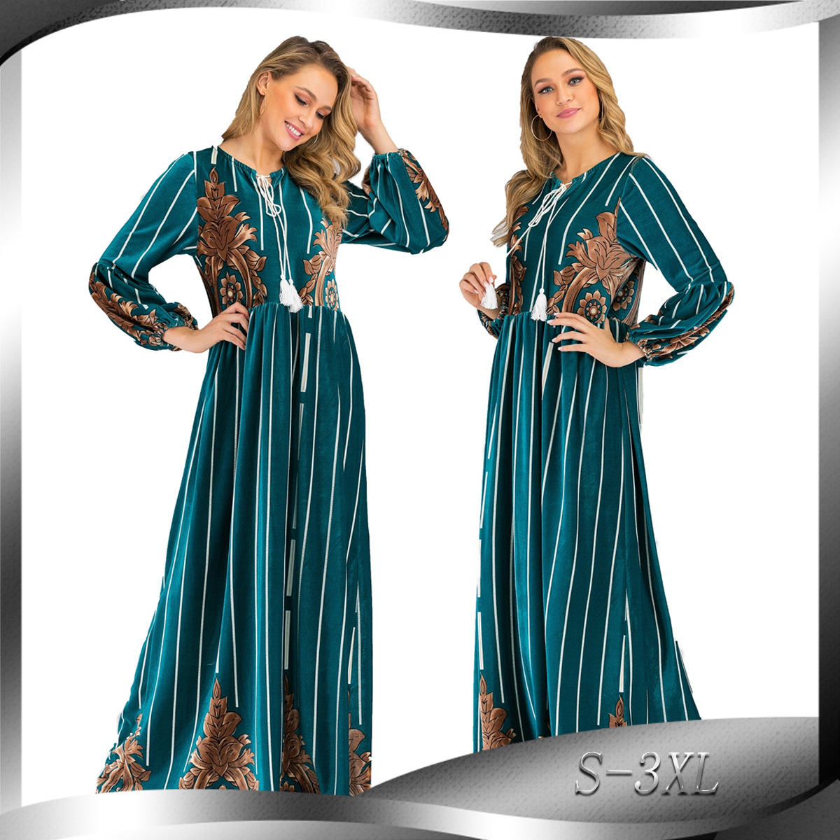 AliExpress Amazon Ebay Muslim Hot Sale Solid Color Ruffled Fishtail Bag Hip Long Dress