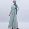 Cross-border Fresh Mint Green Turkish Simple Long-sleeved Plus Size Arabian Dress Muslim Dress