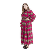 Long-sleeved Plus Size Dress New Style Sacred Heart Printed Lantern Sleeve Chiffon Foreign Trade Explosion Waist Bohemia