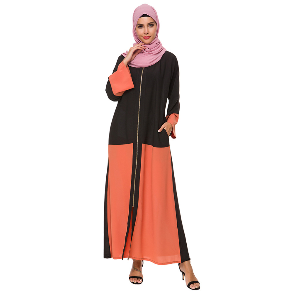 Foreign Trade Wholesale Hot Style Arabian Muslim Chiffon Skirt Loose Color Matching Ladies Amazon Hot Selling Muslim