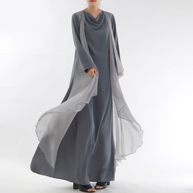 Arabic Plus Size Modest Fashion Loose Casual Kimono Islamic Robe Muslim Maxi Dresses Abaya