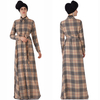 Plaid Long Sleeve Modest Fashion Islamic Loose Islamic Muslim Maxi Dresses Abaya