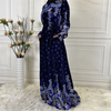 2022 AliExpress Amazon Middle East Fashion Women's Fall/Winter High Quality Gold Velvet Printed Long Sleeve Dress