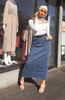 Middle East Denim Modest Muslim Lady New Design Color Fashion Sheath Dress Ins Long Button Skirt