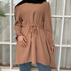 New Style Simple Malaysian Turkish Elastic Color Plus Size Blouse Band Waist Women's Solid