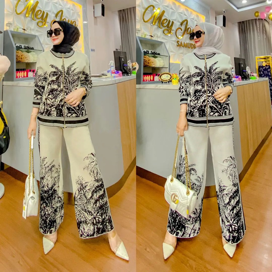  Prayer Printing Maxi Suit Top Kurti Two Piece Dubai Modest Women Islamic Clothing 2022 Thobe 2pieces Burka Pants Muslim Blouse Set