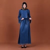 2022 Muslim Summer New Loose Butterfly Long-sleeved Embroidered Denim Dress Muslim Robe