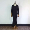 2022 New Muslim Robe Classic Loose Bronzing Dress Abaya Jilbab Islamic Clothing