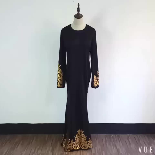 2022 New Muslim Robe Classic Loose Bronzing Dress Abaya Jilbab Islamic Clothing