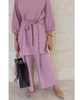  Top Two Piece Thobe Dubai 2022 Kurti Modest Pants Maxi 2pieces Printing Women Burka Islamic Clothing Prayer Suit Muslim Blouse Set