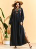  Embroidery Modest Islamic Clothing Dubai Robe Femme Musulman Borka Vêtements Vetement Femme Kebaya Maleisie Prayer Clothes Women Turkish Maxi Dress Abaya